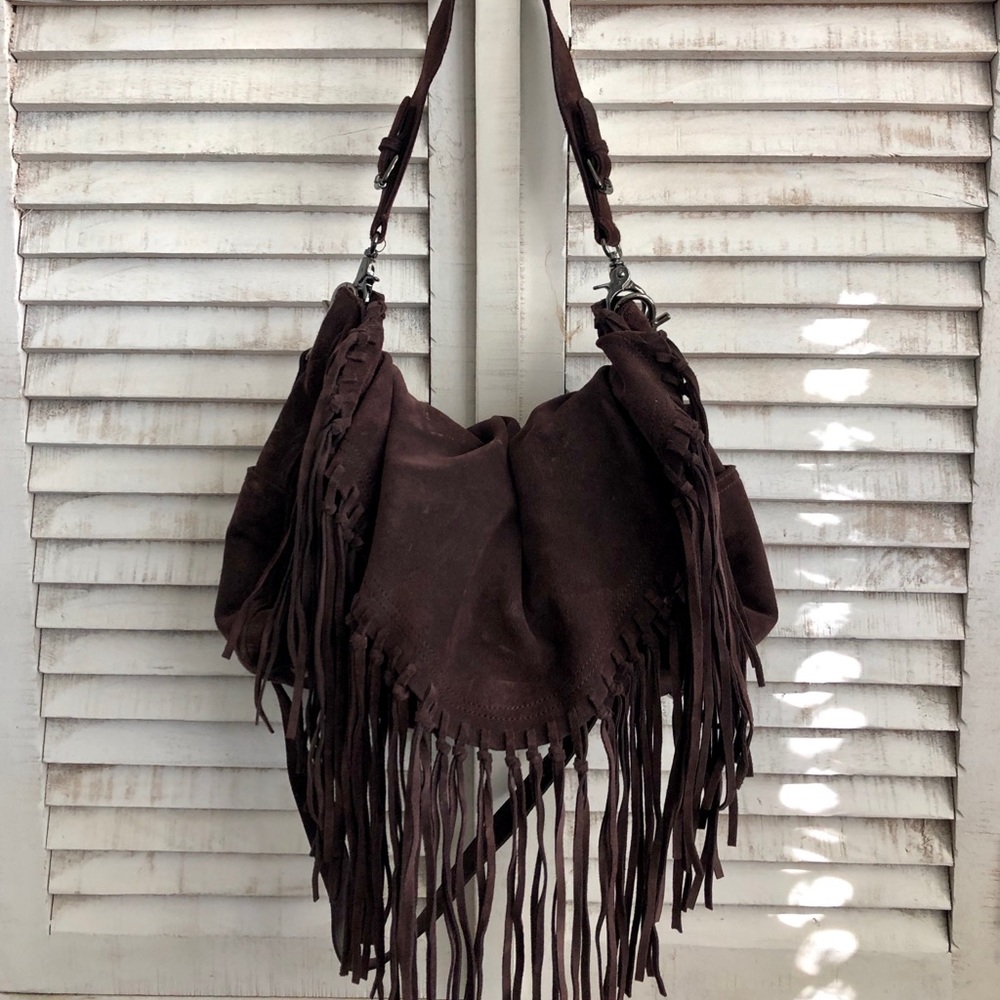Sorial Suede Fringe Shoulder Bag
